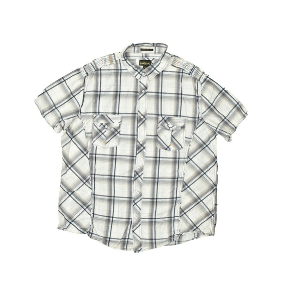 Helix Men's XXL Athletic Fit Short Sleeve Plaid Button-Down Shirt Pearl Snap - Picture 1 of 8